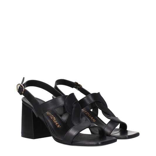 Schwarze Leder-Plateausandalen von Stuart Weitzman