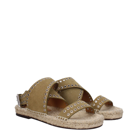 Isabel Marant Grüne flache Ledersandalen