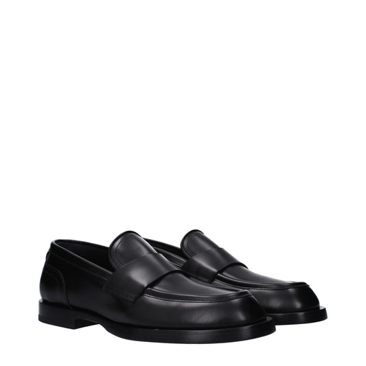 Dolce & Gabbana – Slipper aus schwarzem Leder