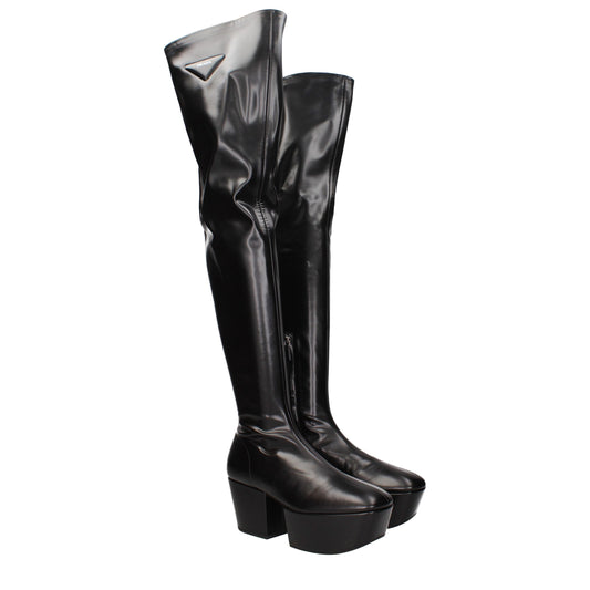 Prada Overknee-Stiefel aus schwarzem Leder