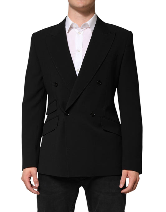 Dolce & Gabbana Schwarzer SICILIA Zweireihiger Mantelblazer