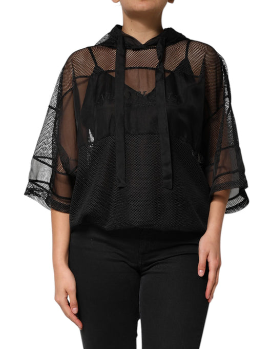 Dolce & Gabbana – Schwarzer, durchsichtiger Kapuzenpullover