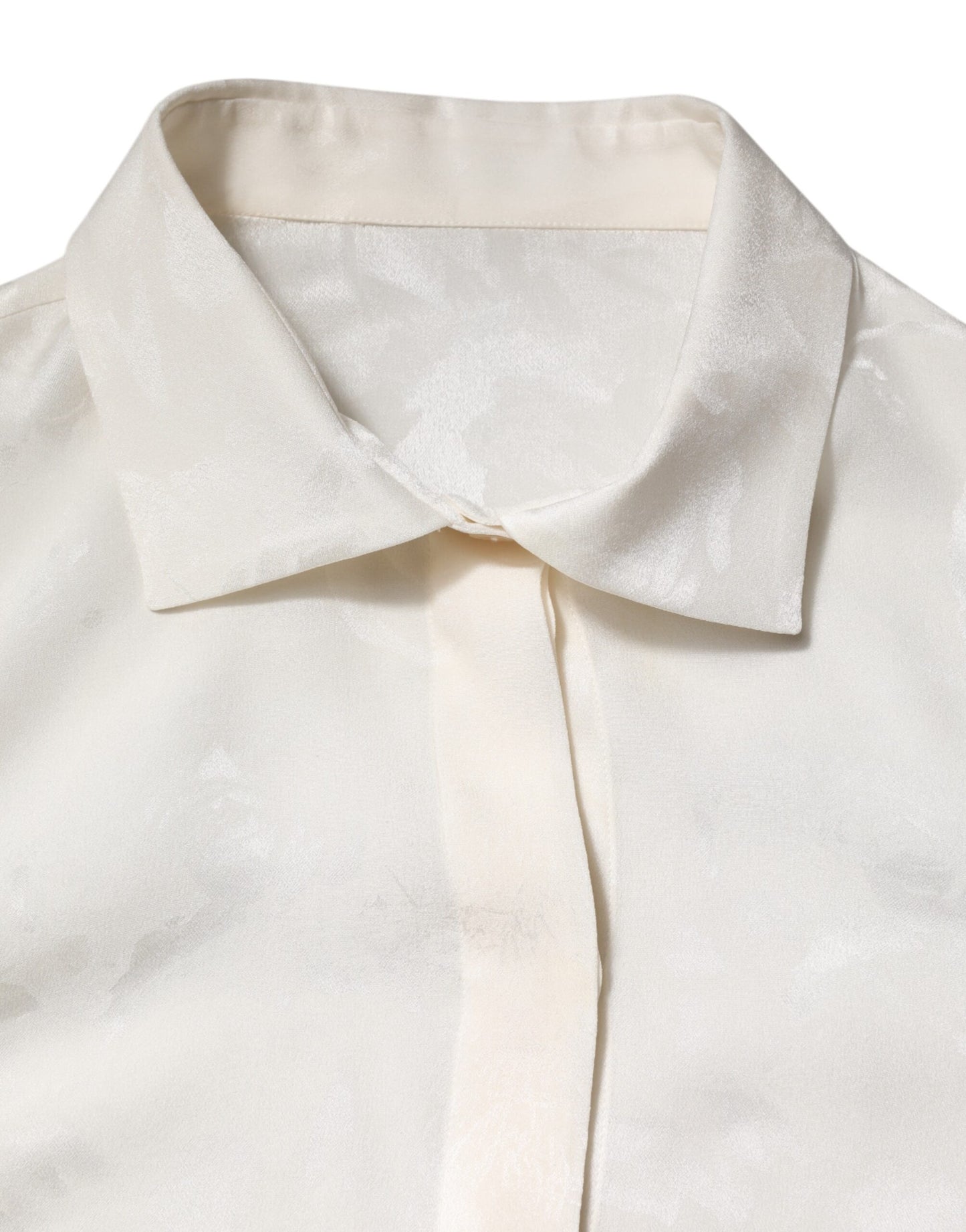 Dolce & Gabbana – Weißes Seidenhemd mit langen Ärmeln und Kragen