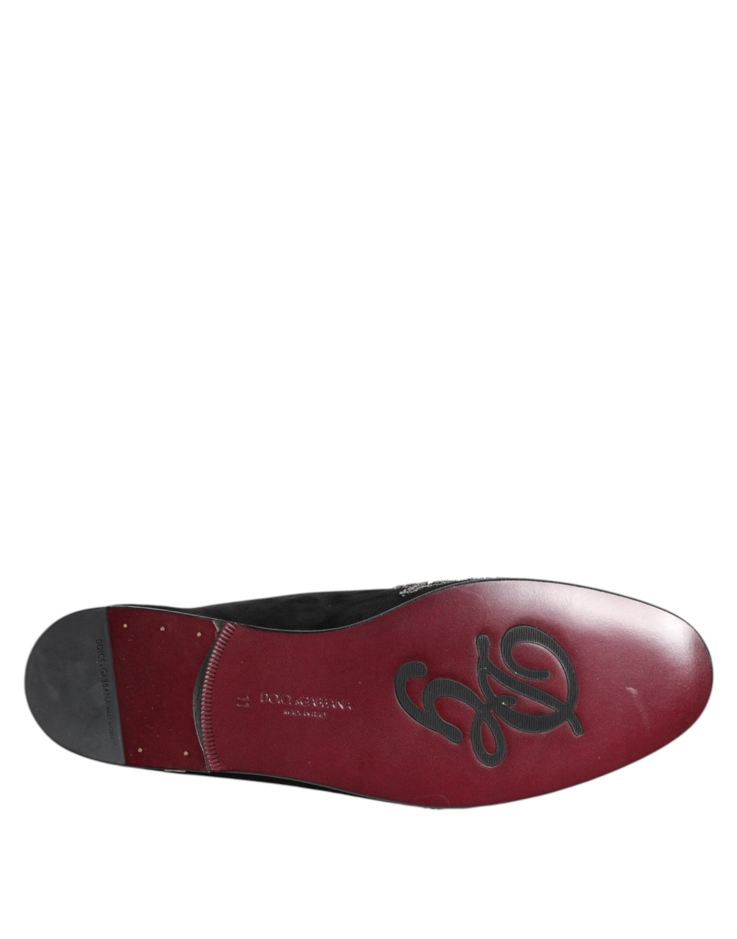 Dolce & Gabbana – Schwarze Samt-Slipper „DG Crown“