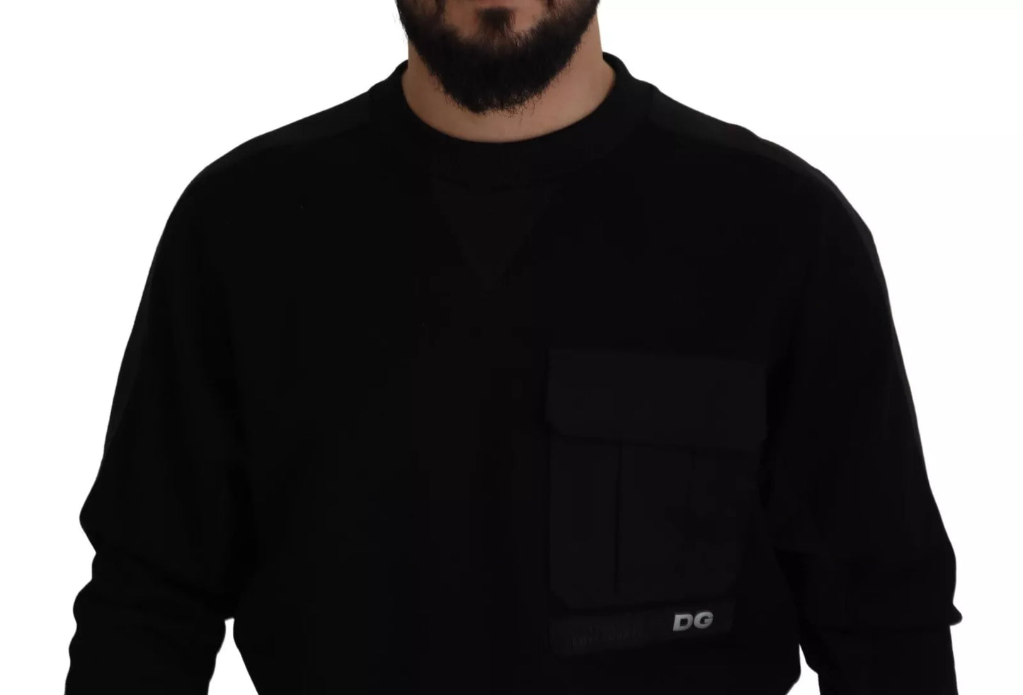 Dolce & Gabbana – Schwarzes Sweatshirt mit Rundhalsausschnitt aus Baumwolle
