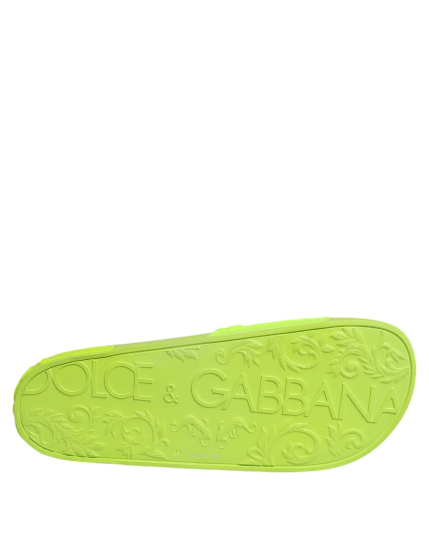 Dolce & Gabbana Green Rubber Slides Sandals Beachwear Shoes