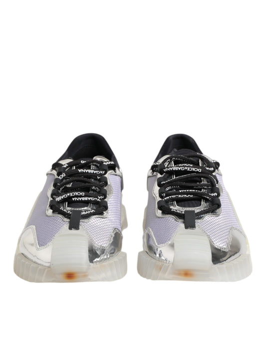 Dolce & Gabbana Silber Schwarz Nylon NS1 Low Top Sneakers Schuhe