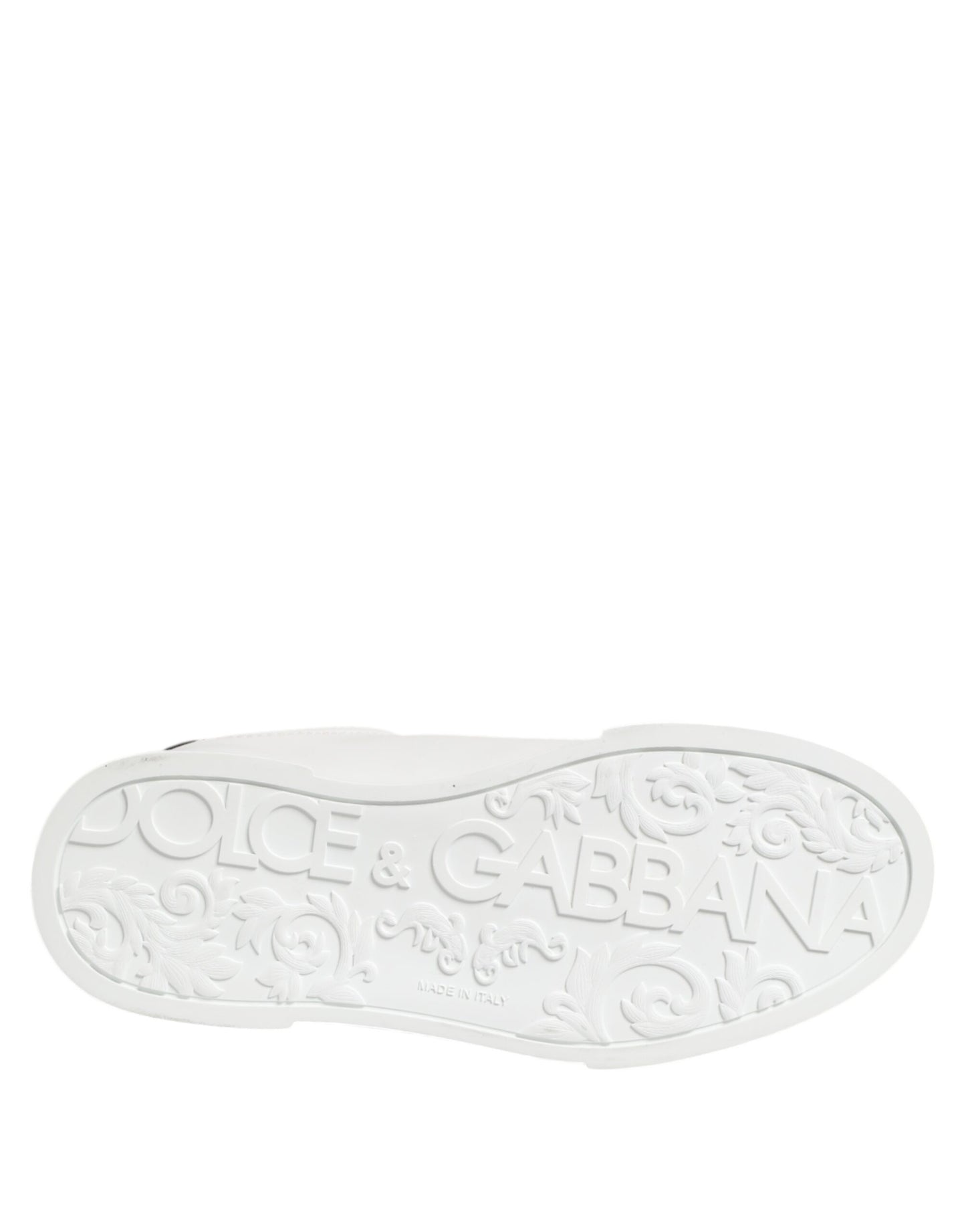 Dolce & Gabbana – Portofino – Weiße Turnschuhe mit Kronenaufnäher für Herren