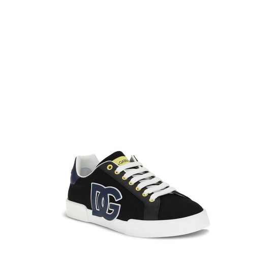 Dolce & Gabbana Sneaker aus schwarzem Kalbsleder Modell Bos Taurus in niedriger Ausführung