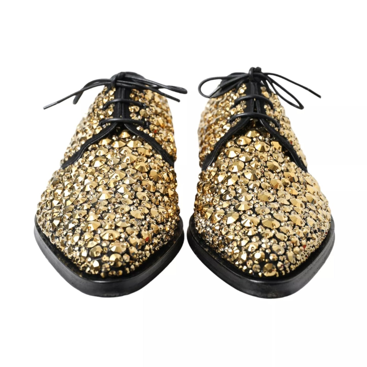 Dolce & Gabbana – Derby-Schuhe mit Verzierung in Schwarz und Gold