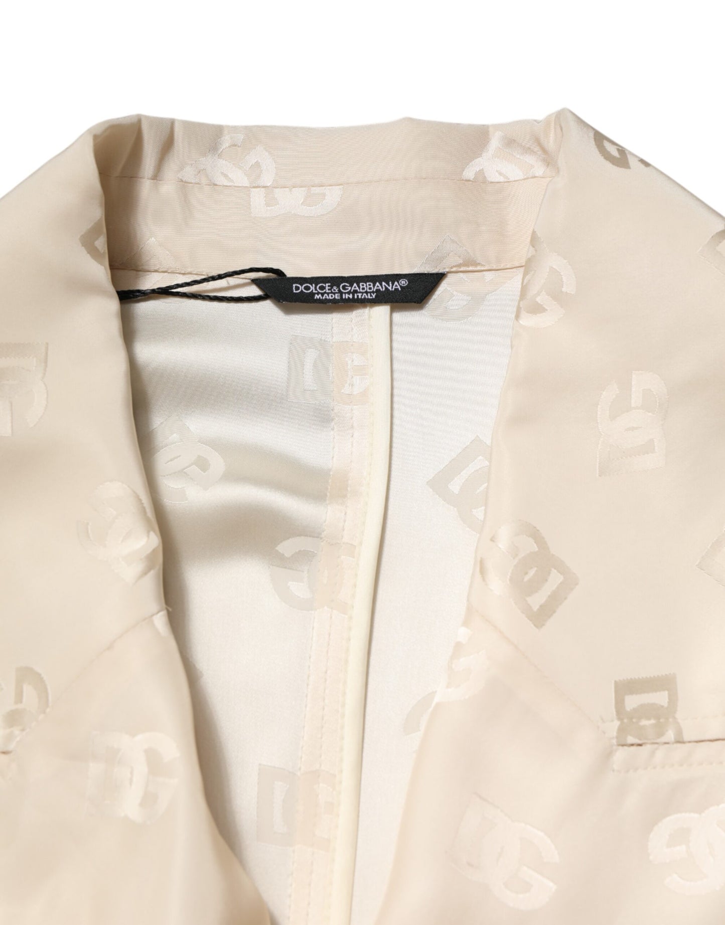 Dolce & Gabbana Beige Polyester-Manteljacke mit Logo-Monogramm