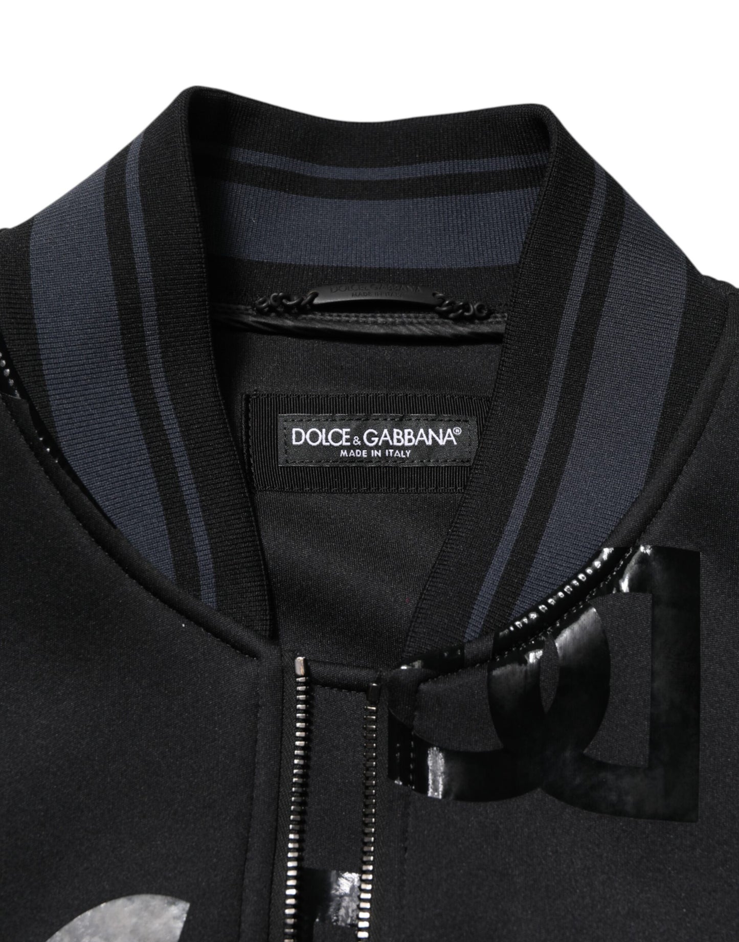 Dolce & Gabbana – Schwarze Bomberjacke aus Wolle mit DG Mania-Logo für Herren