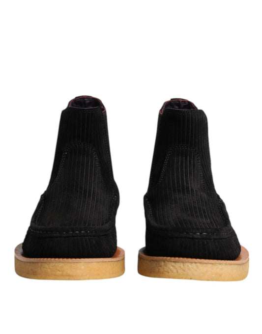 Dolce & Gabbana – Schwarze Slipper-Stiefeletten aus Kalbswildleder