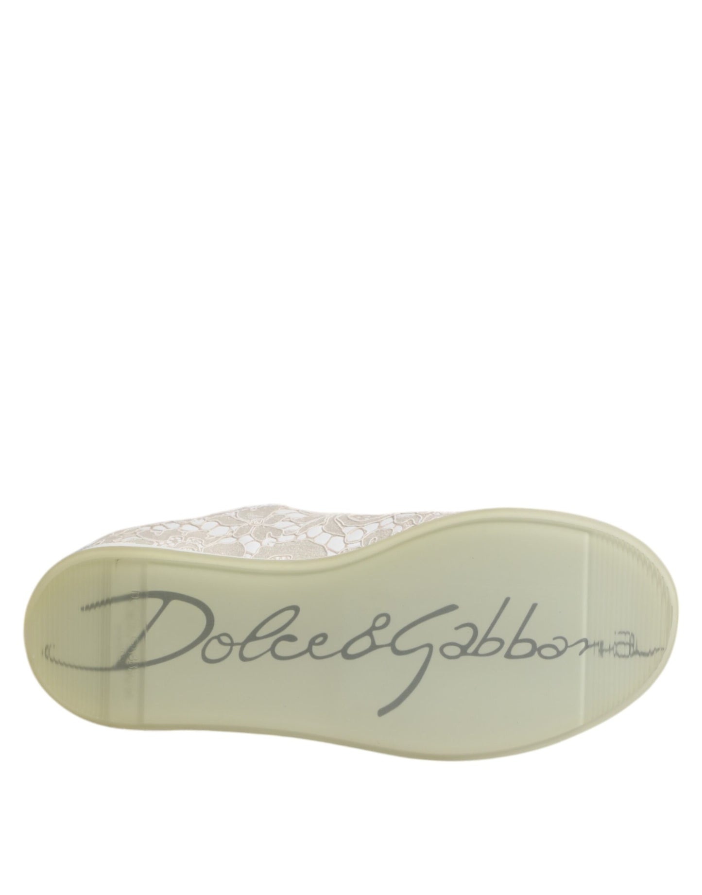 Dolce & Gabbana – Weiße Sneaker aus Leder mit Spitze