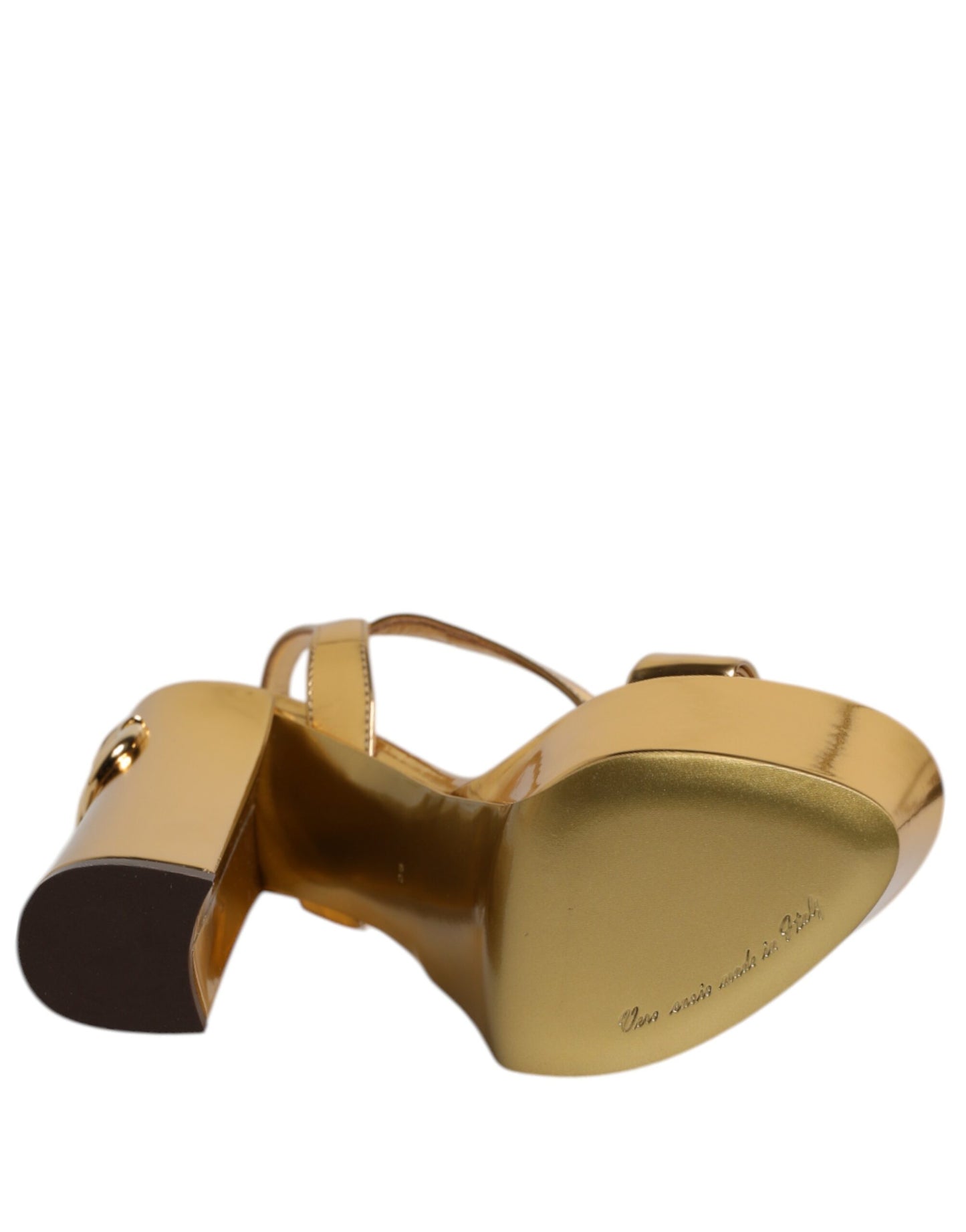 Dolce & Gabbana Keira Sandalen aus goldenem Leder mit Plateausohle