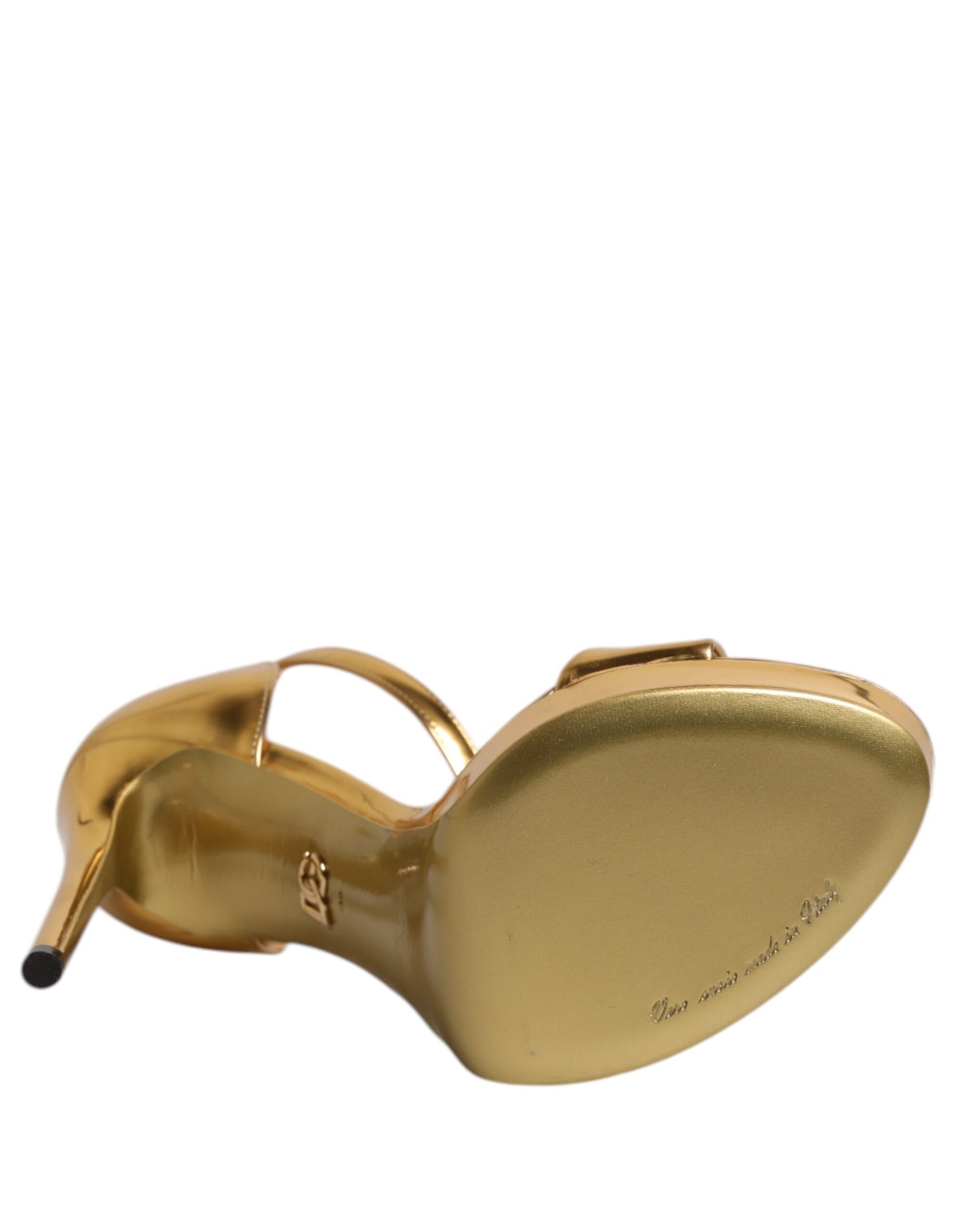 Dolce & Gabbana Keira Sandalen aus goldenem Leder mit Plateausohle