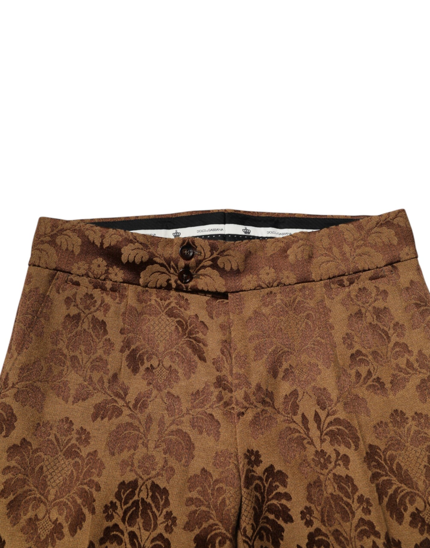 Dolce & Gabbana Braune Jacquard-Hose mit Blumenmuster für Herren