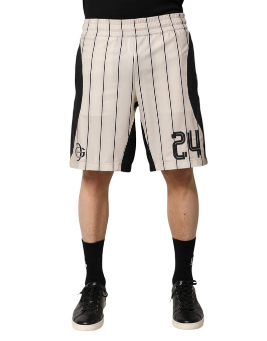 Dolce & Gabbana – Sweatshorts aus Polyester mit DG-Logo in Off-White