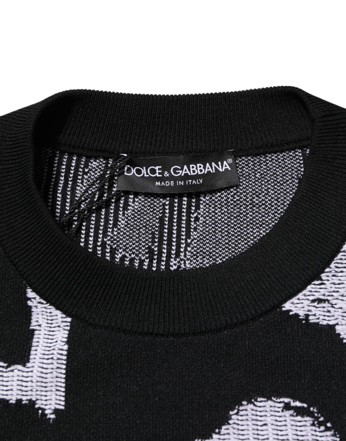 Dolce & Gabbana – Schwarzer Pullover aus Nylon und Wolle mit Herz-Print