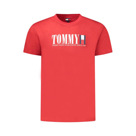 Tommy Hilfiger – Rotes Herren-T-Shirt aus Baumwolle
