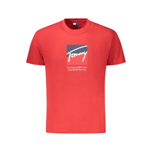 Tommy Hilfiger – Rotes Herren-T-Shirt aus Baumwolle