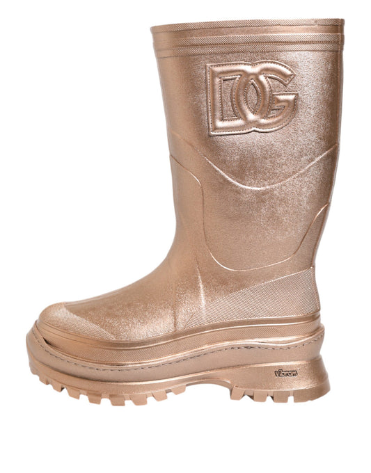 Dolce & Gabbana Roségold Gummistiefel zum Hineinschlüpfen