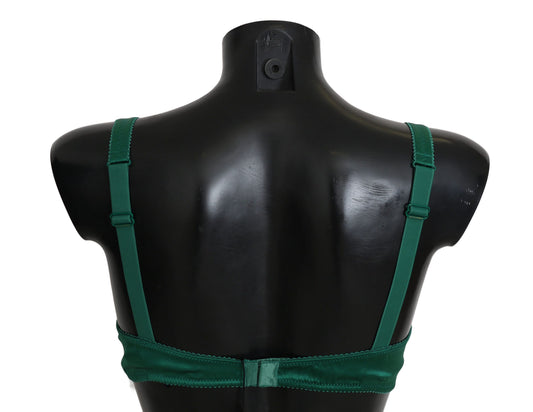 Dolce & Gabbana Grüner Seiden-Stretch-BH mit floraler Spitze
