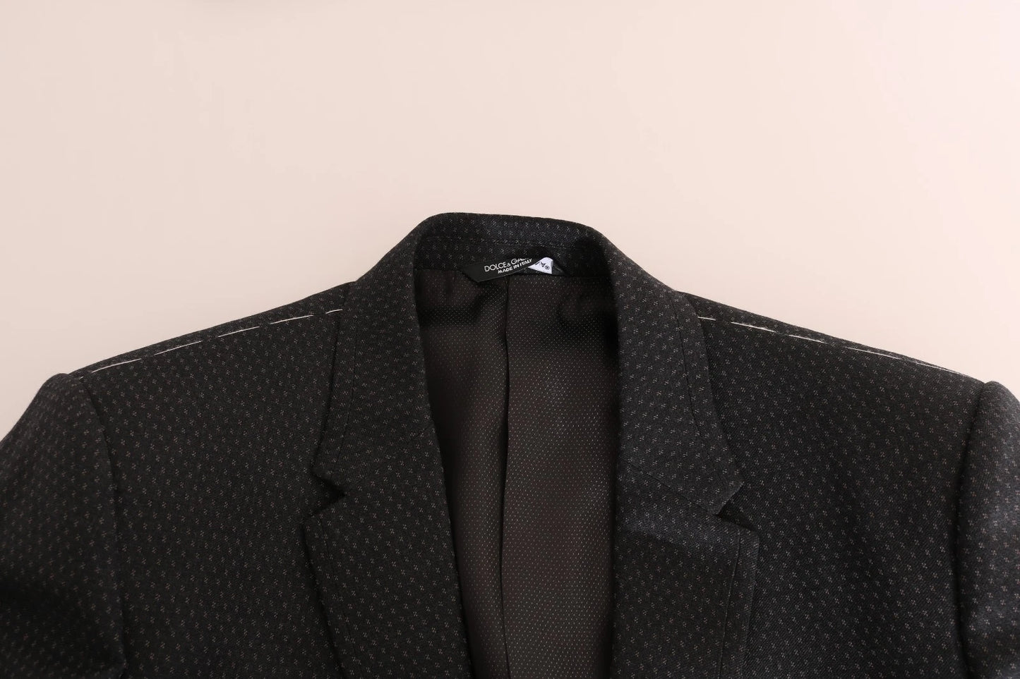 Dolce & Gabbana – Grau gemusterter 3-teiliger Slim-Fit-Anzug aus Wolle