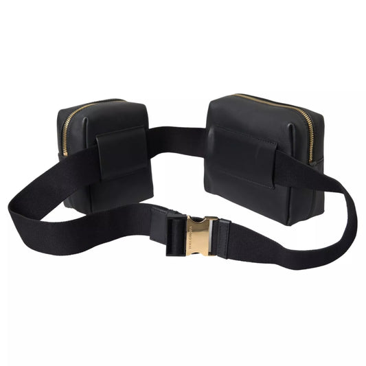 Dolce & Gabbana – Gürteltasche aus schwarzem Kalbsleder mit doppeltem Hüftgürtel