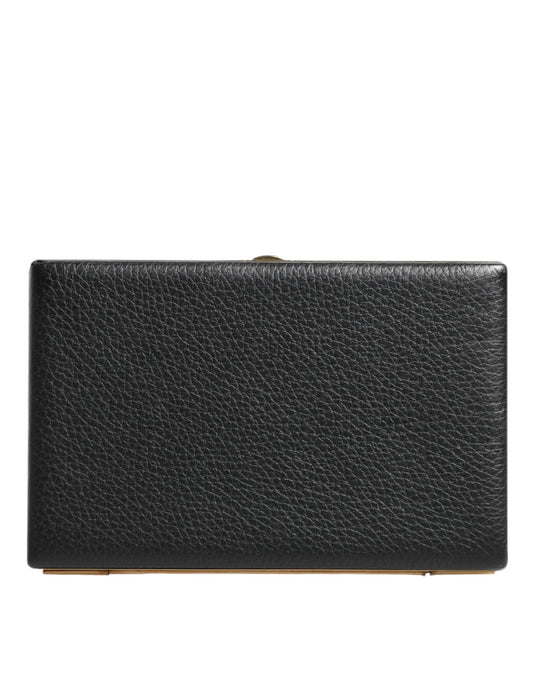 Dolce & Gabbana Schwarzes Leder Goldrahmen Clutch Abend Party Handtasche