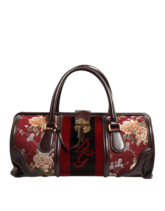 Dolce & Gabbana Reisetasche aus mehrfarbigem Leder-Jacquard-Samt