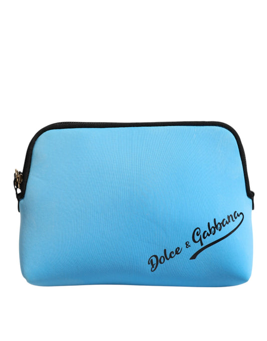Dolce & Gabbana, blaue Clutch aus Nylon mit DG-Logo-Print und Reißverschluss