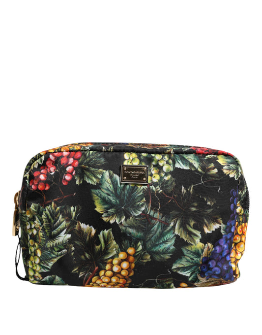 Dolce & Gabbana – Clutch mit Logo-Schild und mehrfarbigem Traubenprint