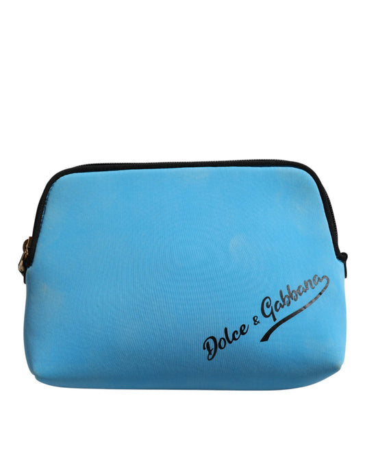 Dolce & Gabbana, blaue Clutch aus Nylon mit DG-Logo-Print und Reißverschluss