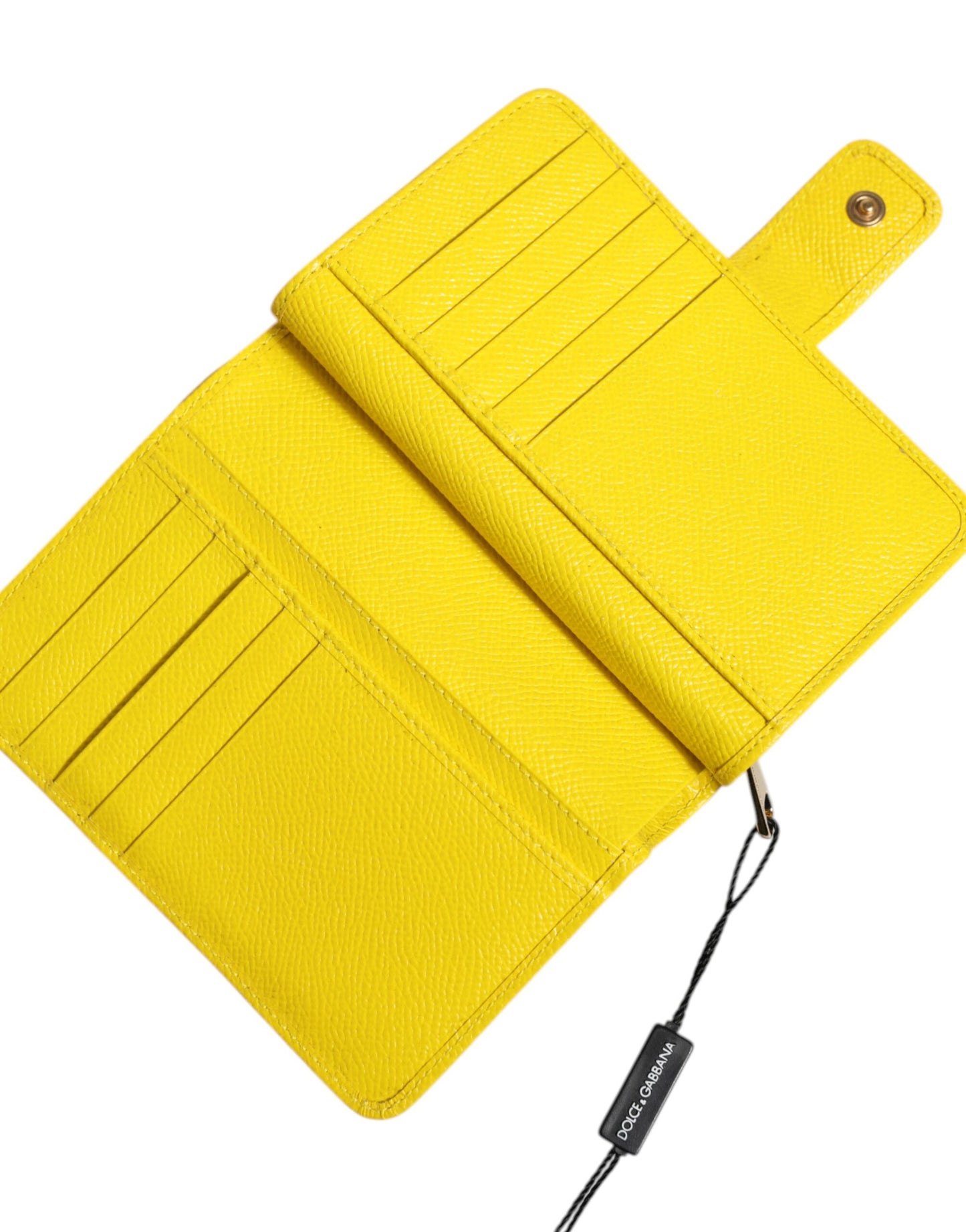 Dolce & Gabbana – Zweifach gefaltete Clutch aus gelbem Leder in Kontinentalform