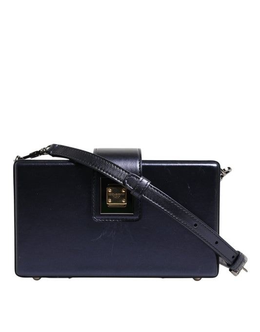 Dolce & Gabbana Blaue DG BOX Umhängetasche aus Lammleder