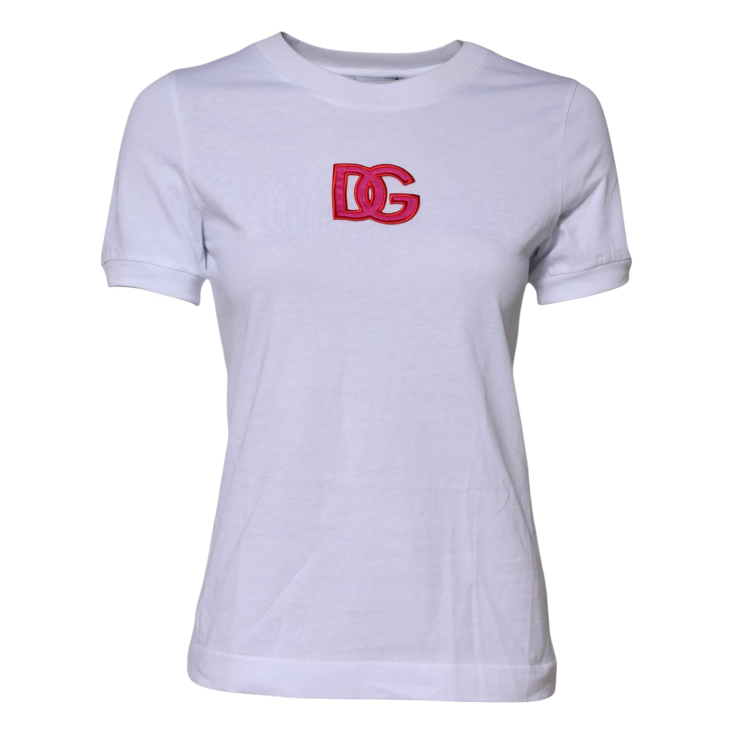 Dolce & Gabbana – Weißes T-Shirt aus Baumwolle mit DG-Logostickerei