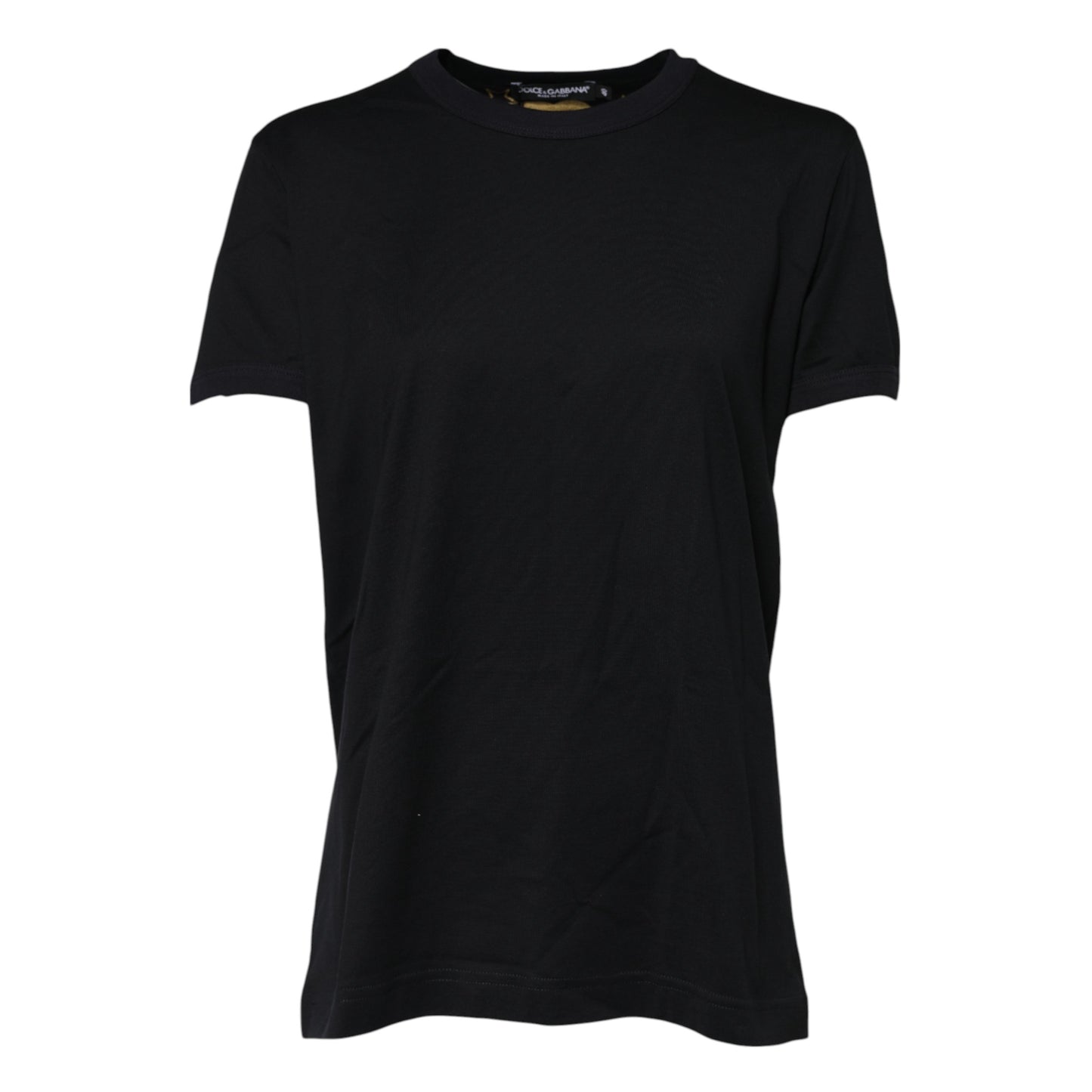 Dolce & Gabbana – Schwarzes T-Shirt mit kurzen Ärmeln aus Baumwolle mit DG-Print