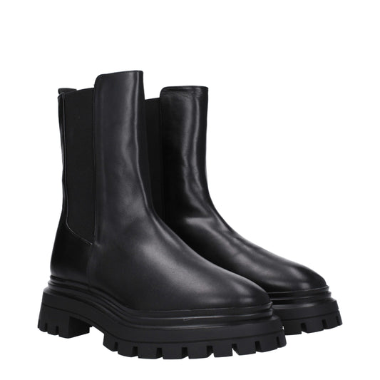 Stuart Weitzman – Schwarze Lederstiefeletten