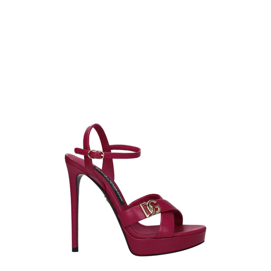 Dolce & Gabbana Plateau-Sandalen aus rosafarbenem Leder