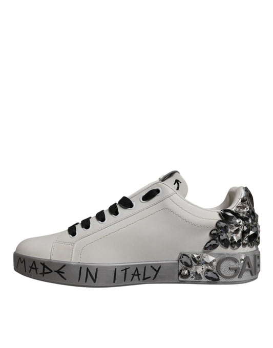 Dolce & Gabbana – Portofino – Weiße Sneakers mit Kristalllogo