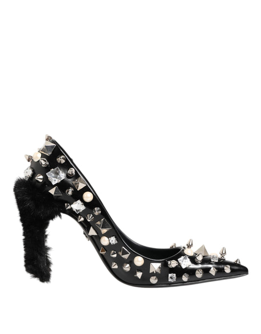Dolce & Gabbana – Schwarze Pumps mit Kristallnieten und Stilettoabsatz