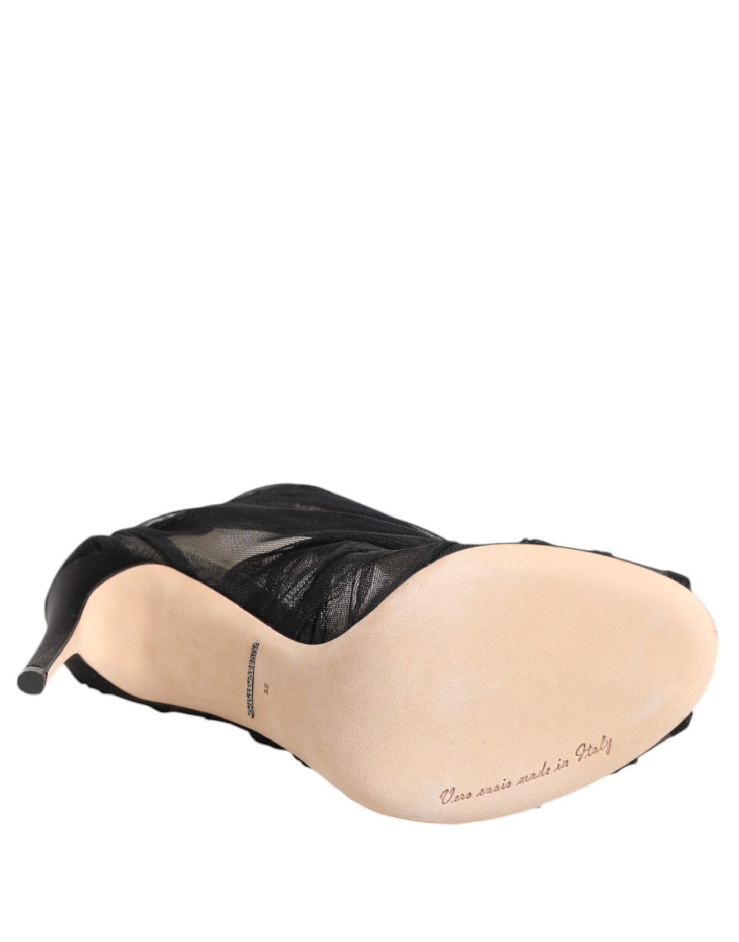 Dolce & Gabbana Schwarze Mesh-Stiletto-Absätze Stiefeletten Schuhe