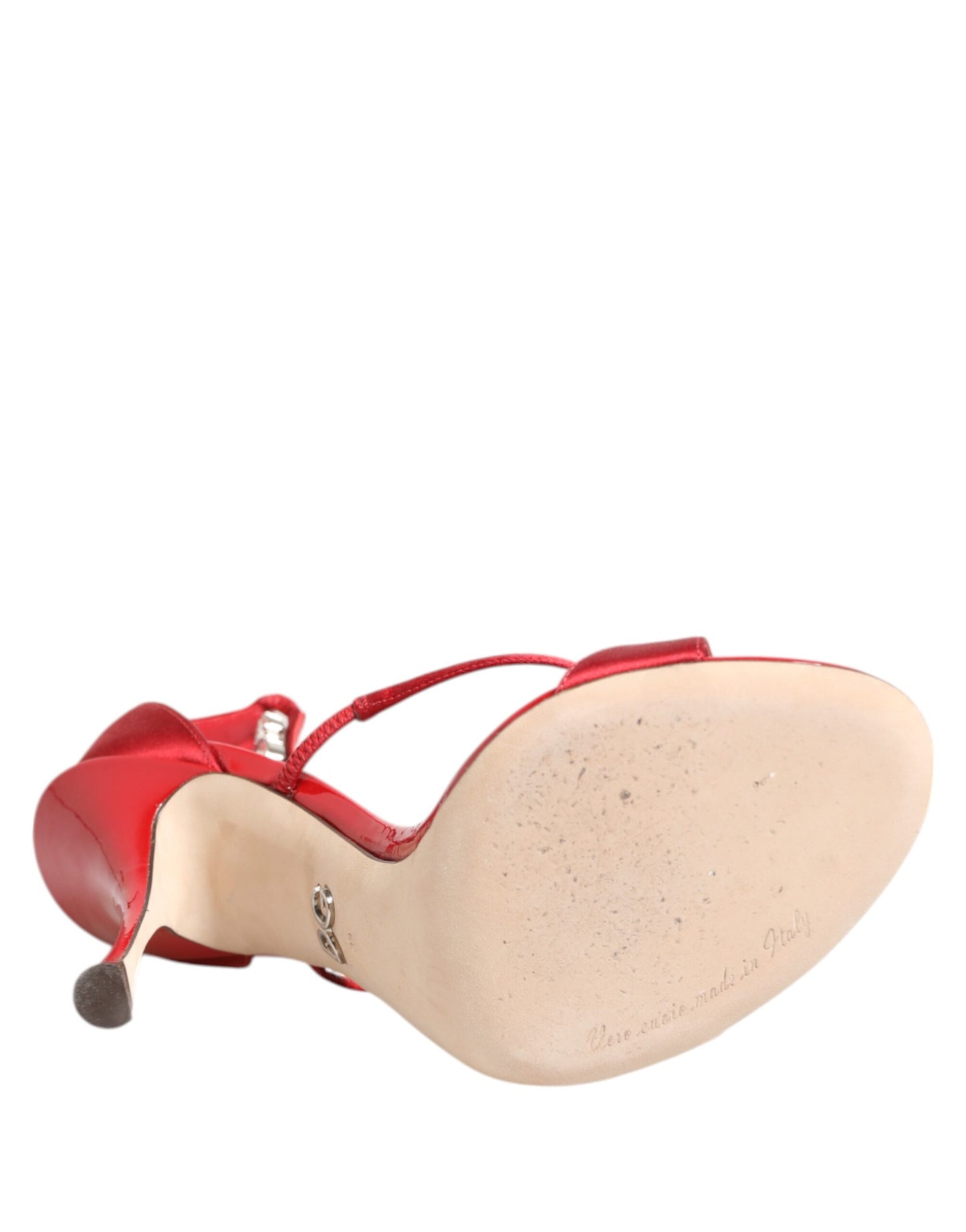 Dolce & Gabbana Rote Satin Kristalle Keira Sandalen Heels Schuhe