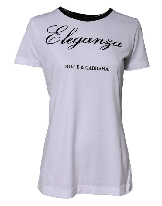 Dolce & Gabbana Weißes Eleganza-T-Shirt aus Baumwolle mit Rundhalsausschnitt