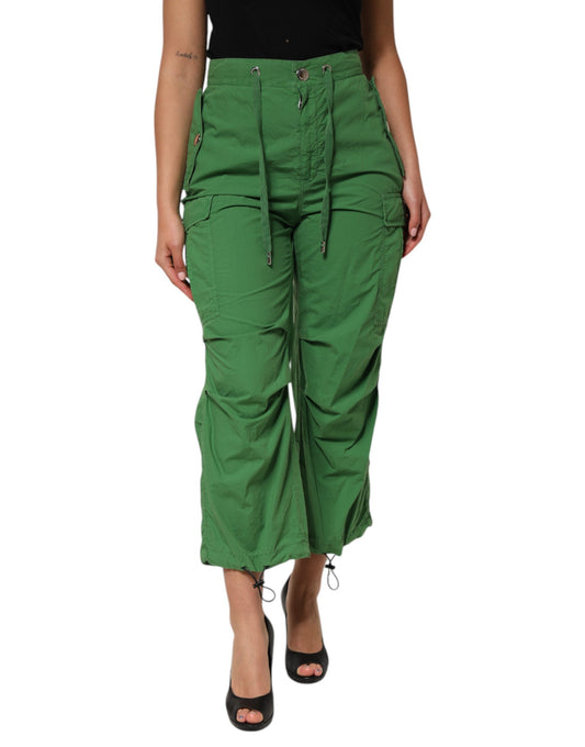 Dolce & Gabbana – Grüne Cargohose aus Baumwolle mit hoher Taille