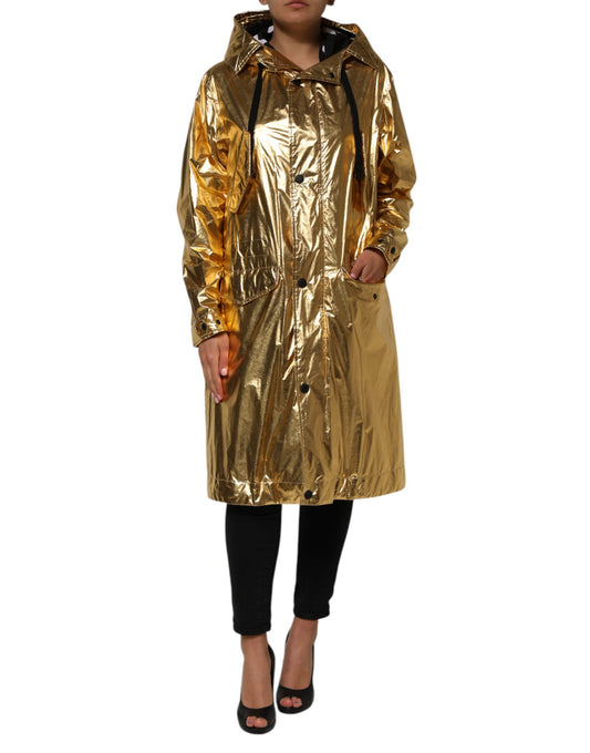 Dolce & Gabbana – Trenchcoat-Jacke mit Kapuze und langen Ärmeln in Gold
