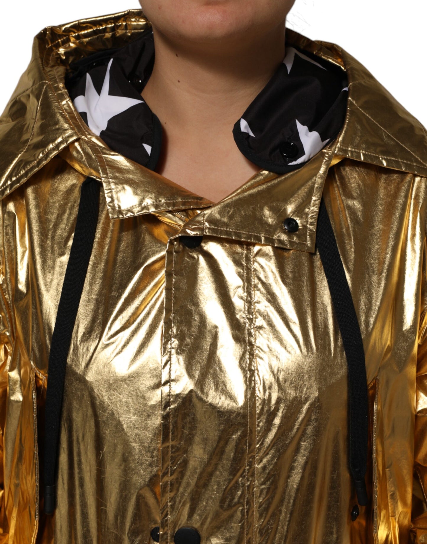 Dolce & Gabbana – Trenchcoat-Jacke mit Kapuze und langen Ärmeln in Gold