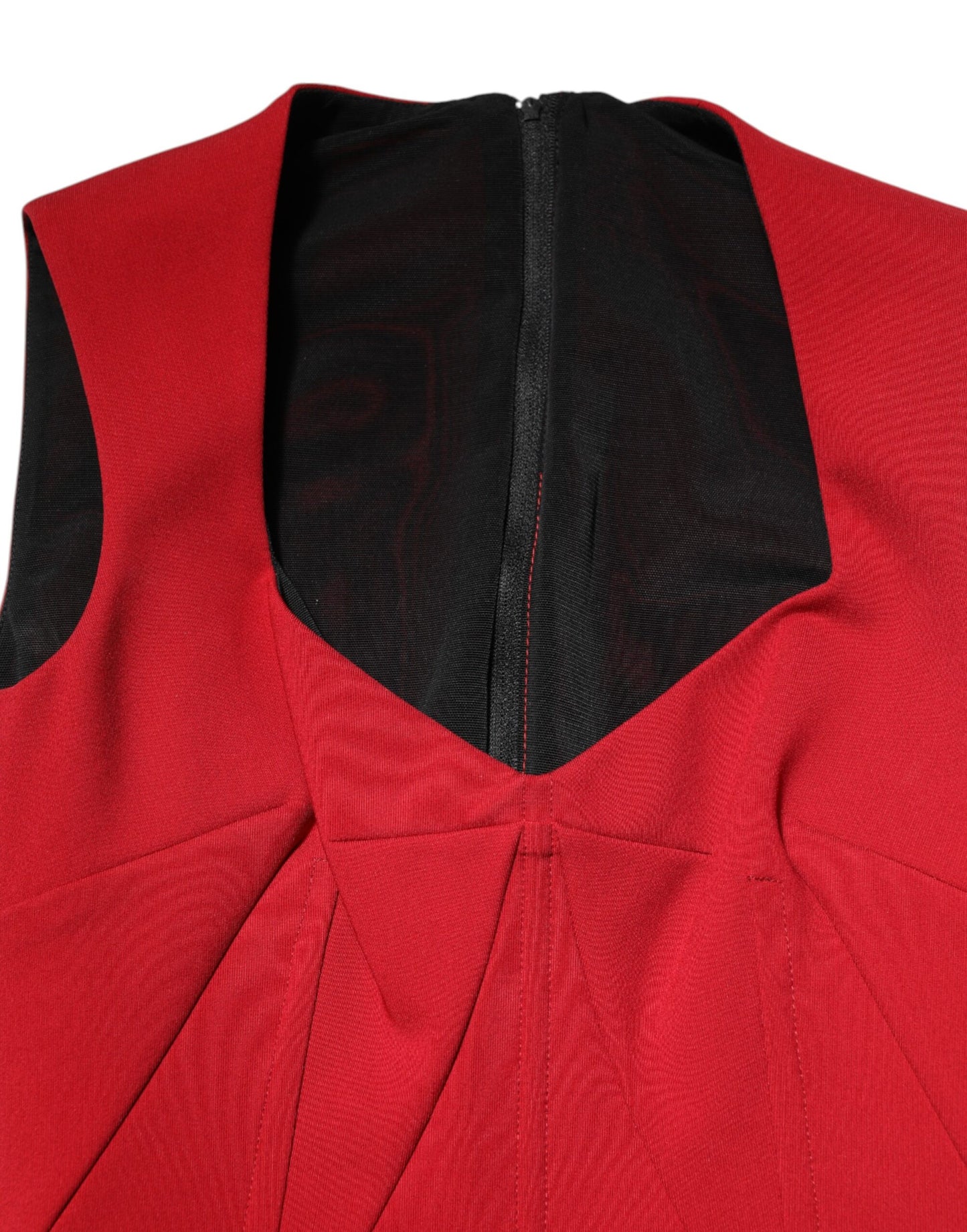 Dolce & Gabbana – Rotes Midi-Etuikleid aus Viskose-Stretch mit Schlitz