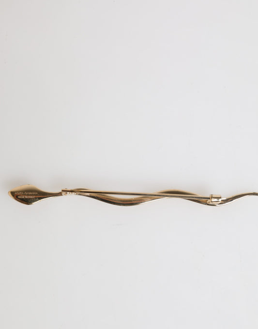 Dolce & Gabbana Gold Messing Rot Kristall Spilla Serpente Herren Brosche Pin